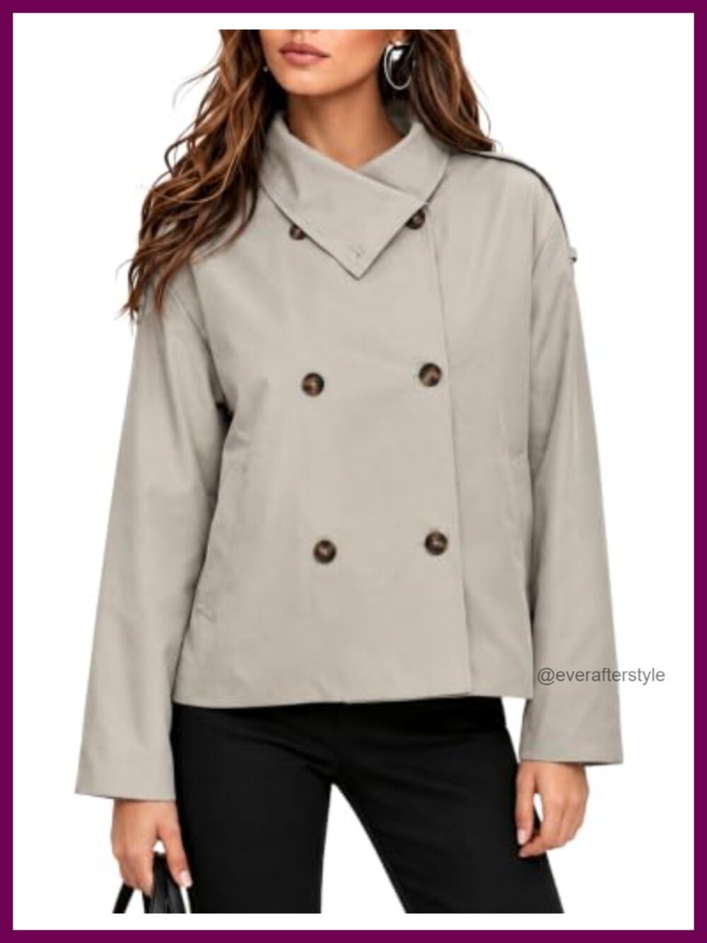 Cropped Trench Coat Lightweight Double Breasted Jacket